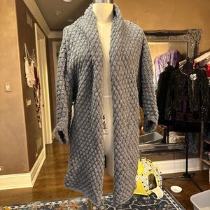 NWOT European Knitted Grey Midi Cardigan